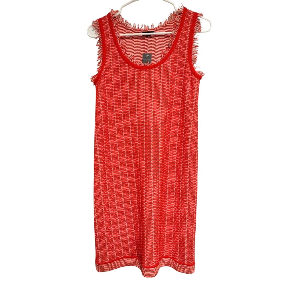 NWT Small (Petite) Ann Taylor Red White Striped Dress Sleeveless Fringe Sweater